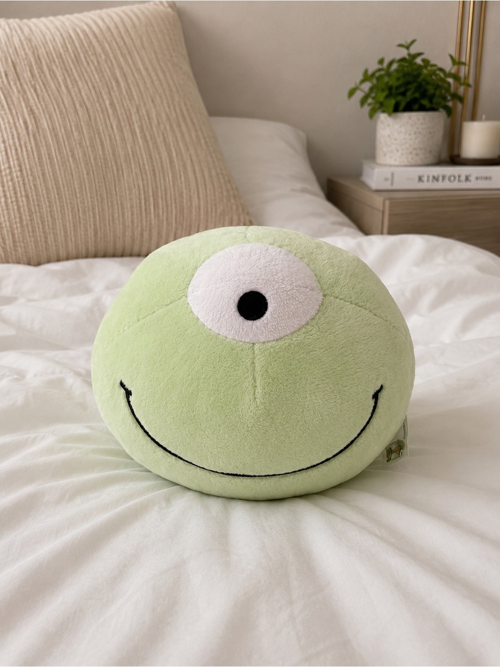 Green One-Eyed Monster Plush Round Stuffed Toy